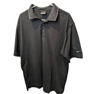 Men's Nike Golf Shirt Large - Black with White Trim, Large